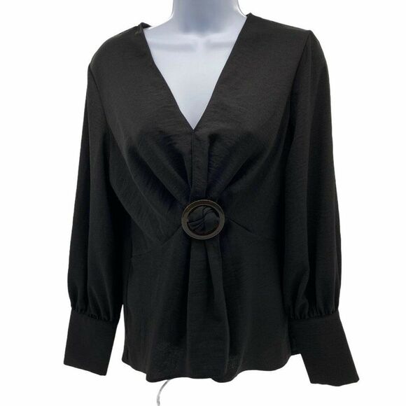 Topshop Twist Waist Black Women’s Blouse size 6 - Picture 1 of 5